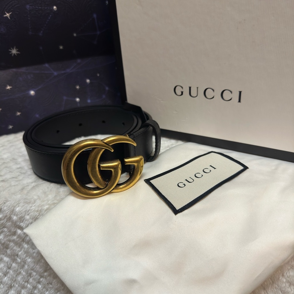 Gucci Black Belt with Gold Buckle